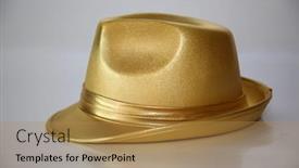  Presentation with movies - Presentation design with gold top hat fedora hat golden hat for props in movies photos or fashion background and a coral colored foreground