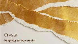  Presentation with torn paper - Slide deck featuring gold-torn-pieces-of-beige background and a  colored foreground