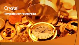  Presentation with gears gold - Audience pleasing PPT theme consisting of gold watches coins gears backdrop and a crimson colored foreground