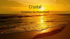  Presentation with orange - Slide deck with gold wave - cloudy orange sunset over sea background and a gold colored foreground