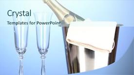  Presentation with ice blue - Presentation with gold wine celebration - champagne bottle in bucket background and a sky blue colored foreground