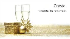  Presentation with white christmas - Amazing presentation having gold wine celebration - champagne glasses and christmas decor backdrop and a white colored foreground