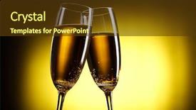  Presentation with champagne gold - Amazing slides having gold wine celebration - flutes of champagne over yellow backdrop and a tawny brown colored foreground
