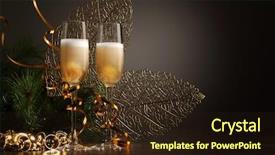  Presentation with two glasses of champagne - Colorful PPT theme enhanced with gold wine celebration - two champagne glasses ready backdrop and a wine colored foreground