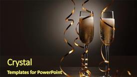  Presentation with two glasses of champagne - PPT theme enhanced with gold wine celebration - two champagne glasses ready background and a wine colored foreground