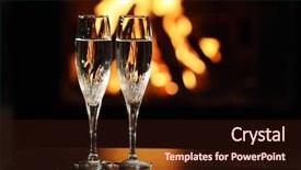  Presentation with two glasses of champagne - Presentation theme enhanced with gold wine celebration - two glasses in front background and a wine colored foreground