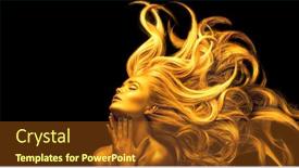  Presentation with glowing skin - Slide set enhanced with gold woman beauty fashion model girl with golden make up long hair on black background gold glowing skin and fluttering hair metallic glance fashion art portrait hairstyle fashion art design background and a tawny brown colored foreground