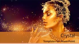  Presentation with shiny gold - Presentation theme featuring gold woman make up background and a gold colored foreground