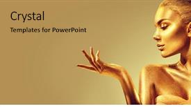  Presentation with beauty products - PPT theme having gold woman skin christmas beauty background and a yellow colored foreground