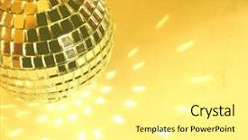  Presentation with 70s - Beautiful PPT theme featuring gold yellow disco ball backdrop and a white colored foreground