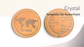  Presentation with ripple - Colorful slide deck enhanced with golde ripple coins altcoins isolated on white background backdrop and a lemonade colored foreground