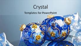  Presentation with decoration - PPT theme enhanced with golden abstract - christmas decoration balls with ribbon background and a light blue colored foreground