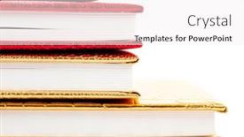  Presentation with silver and gold - Colorful presentation enhanced with golden and red notebooks with silver pen backdrop and a white colored foreground