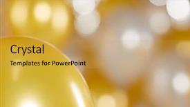 Presentation with new year - Beautiful presentation theme featuring golden and silver balloons background backdrop and a yellow colored foreground