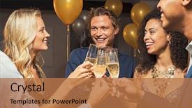  Presentation with happy new year - Theme with champagne flutes to celebrate new background and a coral colored foreground