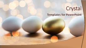  Presentation with holidays - PPT theme enhanced with golden and white easter egg background and a lemonade colored foreground