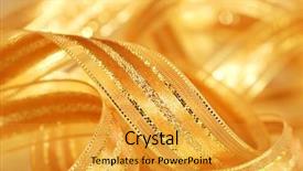  Presentation with shiny gold - Presentation theme with crane hook with copper pipes isolated on white background background and a white colored foreground