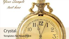  Presentation with white gold - Audience pleasing PPT theme consisting of golden antique watch against white backdrop and a yellow colored foreground