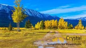  Presentation with abraham - Beautiful PPT layouts featuring golden autumn in abraham lake backdrop and a gold colored foreground