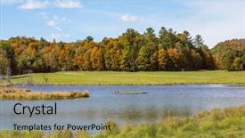  Presentation with safari - Beautiful presentation theme featuring golden autumn in canada pretty shallow lake surrounded by trees yellowed safari park omega between montreal and ottawa backdrop and a gold colored foreground