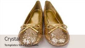  Presentation with ballet - Amazing slide set having golden ballet shoes isolated on white backdrop and a coral colored foreground