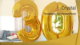  Presentation with birthday celebration - Audience pleasing presentation consisting of golden balloons for 30th birthday backdrop and a yellow colored foreground