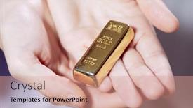  Presentation with bar - Presentation design enhanced with golden-bar-on-the-man background and a coral colored foreground