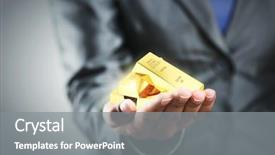  Presentation with gold bars - Slide deck enhanced with golden bars on the woman' background and a gray colored foreground