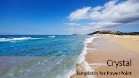  Presentation with best achievers - Presentation theme having golden beach the best beach background and a coral colored foreground