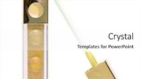  Presentation with blush brushes lip gloss - Presentation having golden beautiful gloss for lips background and a white colored foreground