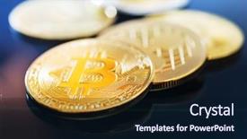  Presentation with money bitcoin - Slide deck enhanced with golden bitcoin and mound background and a  colored foreground