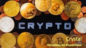  Presentation with money bitcoin - Presentation design with golden bitcoin and mound background and a tawny brown colored foreground