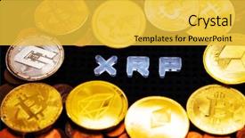  Presentation with money bitcoin - Slide deck enhanced with golden bitcoin and mound background and a yellow colored foreground