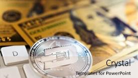  Presentation with golden dollar sign - Theme having golden bitcoin and us dollar background and a  colored foreground
