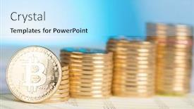  Presentation with money bitcoin - Slide set featuring golden-bitcoin-coin-virtual-money background and a arctic colored foreground