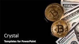  Presentation with bitcoin - PPT theme having golden-bitcoin-coin background and a black colored foreground