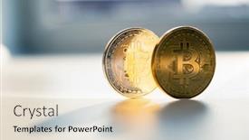  Presentation with bitcoin - Slide deck with golden-bitcoin-coins-on-white background and a lemonade colored foreground