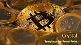  Presentation with crypto - Cool new PPT theme with golden-bitcoin-conceptual-image backdrop and a tawny brown colored foreground