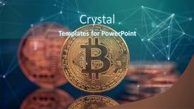  Presentation with money bitcoin - Slide deck having golden-bitcoin-cryptocurrency-new-virtual background and a ocean colored foreground