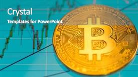  Presentation with money bitcoin crypto currency gold - Cool new slide set with golden bitcoin over market chart backdrop and a teal colored foreground