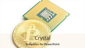  Presentation with crypto money - Beautiful slide set featuring golden bitcoins and cpu cryptocurrency backdrop and a blonde colored foreground