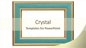  Presentation with gold frame - Cool new presentation theme with golden border - gold-turquoise frame isolated on white backdrop and a cream colored foreground