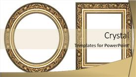  Presentation with gold frame - PPT theme having golden border - oval and rectangular gold picture background and a lemonade colored foreground