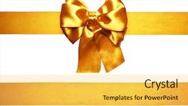  Presentation with silk - Slide set enhanced with golden bow and ribbon made background and a yellow colored foreground