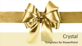  Presentation with silk - Presentation design featuring golden bow photo made background and a blonde colored foreground