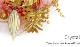  Presentation with tropical flowers - PPT theme with golden-branches-and-flowers-gold background and a white colored foreground