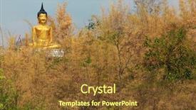  Presentation with dry forest - PPT theme with golden-buddha-in-golden background and a tawny brown colored foreground