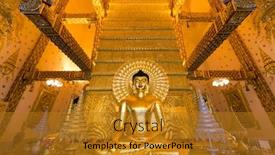  Presentation with buddha - Slides enhanced with golden-buddha-statue-inside background and a gold colored foreground