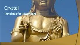  Presentation with buddha - Slides enhanced with golden-buddha-statue background and a ocean colored foreground