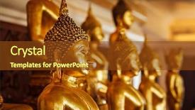  Presentation with golden pavilion kinkakuji temple - Beautiful PPT theme featuring golden buddha statues in buddhist backdrop and a tawny brown colored foreground